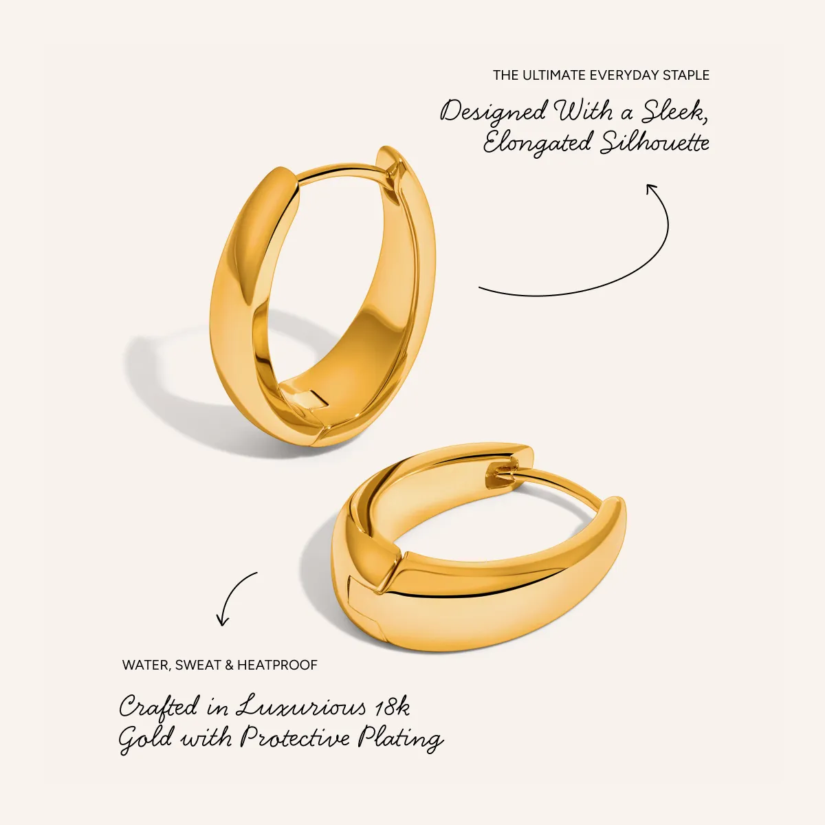 Oval Hoop Earrings (Gold) sold by Abbott Lyon product image thumbnail 4