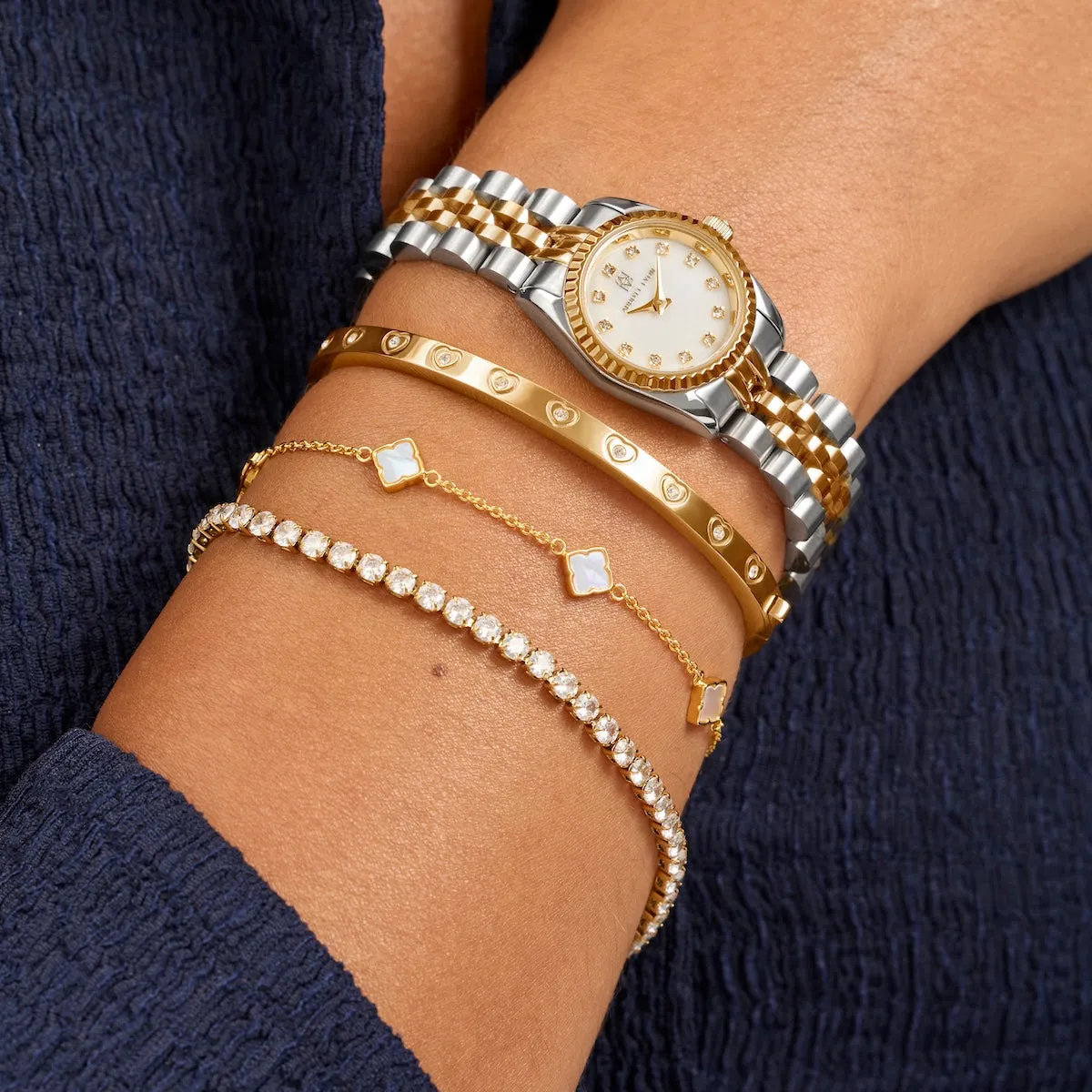 Belgravia Pearl Watch 23 & Crystal Bracelet Set (Gold) sold by Abbott Lyon product image thumbnail 2