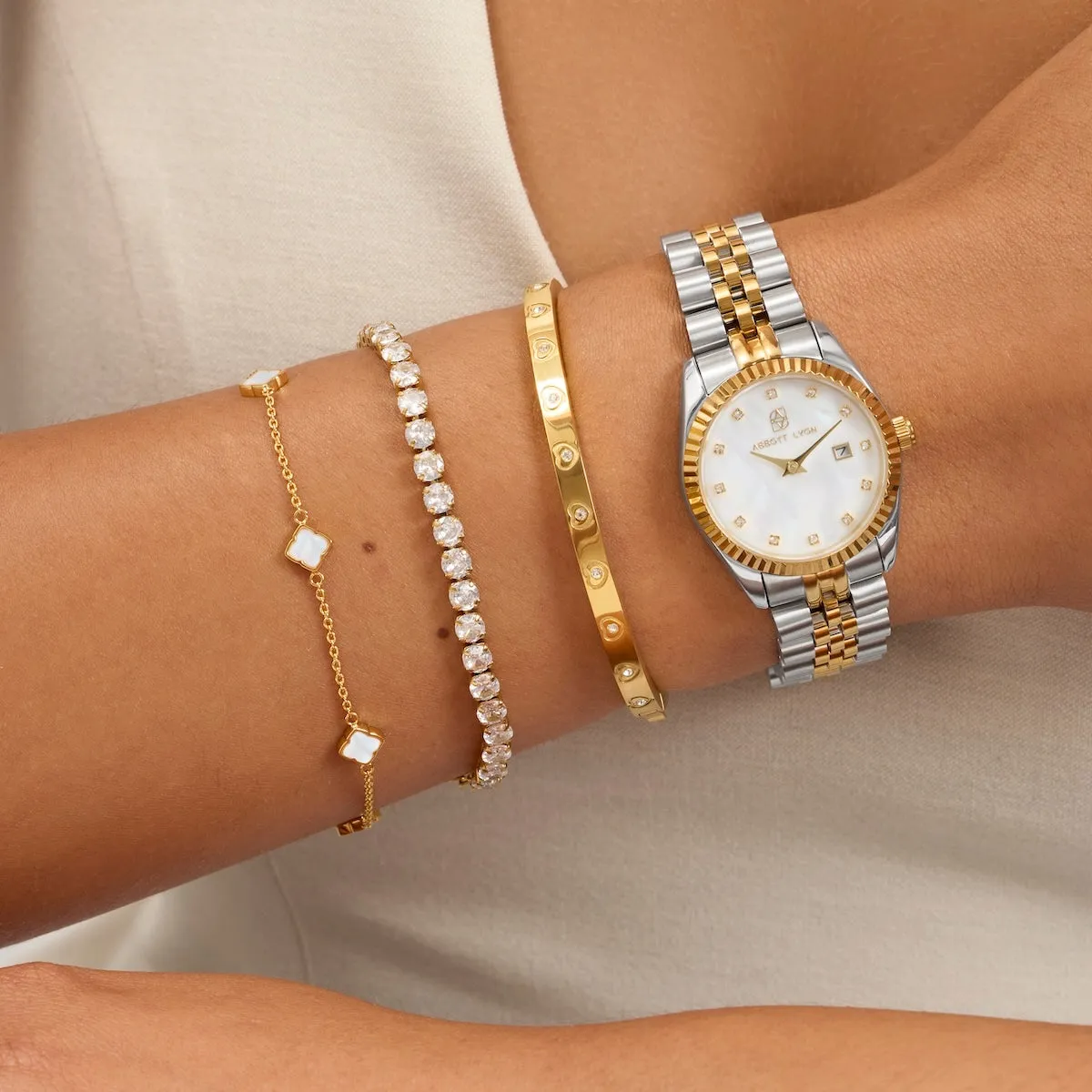 Belgravia Pearl Watch 30 & Crystal Bracelet Set (Gold) sold by Abbott Lyon product image thumbnail 3