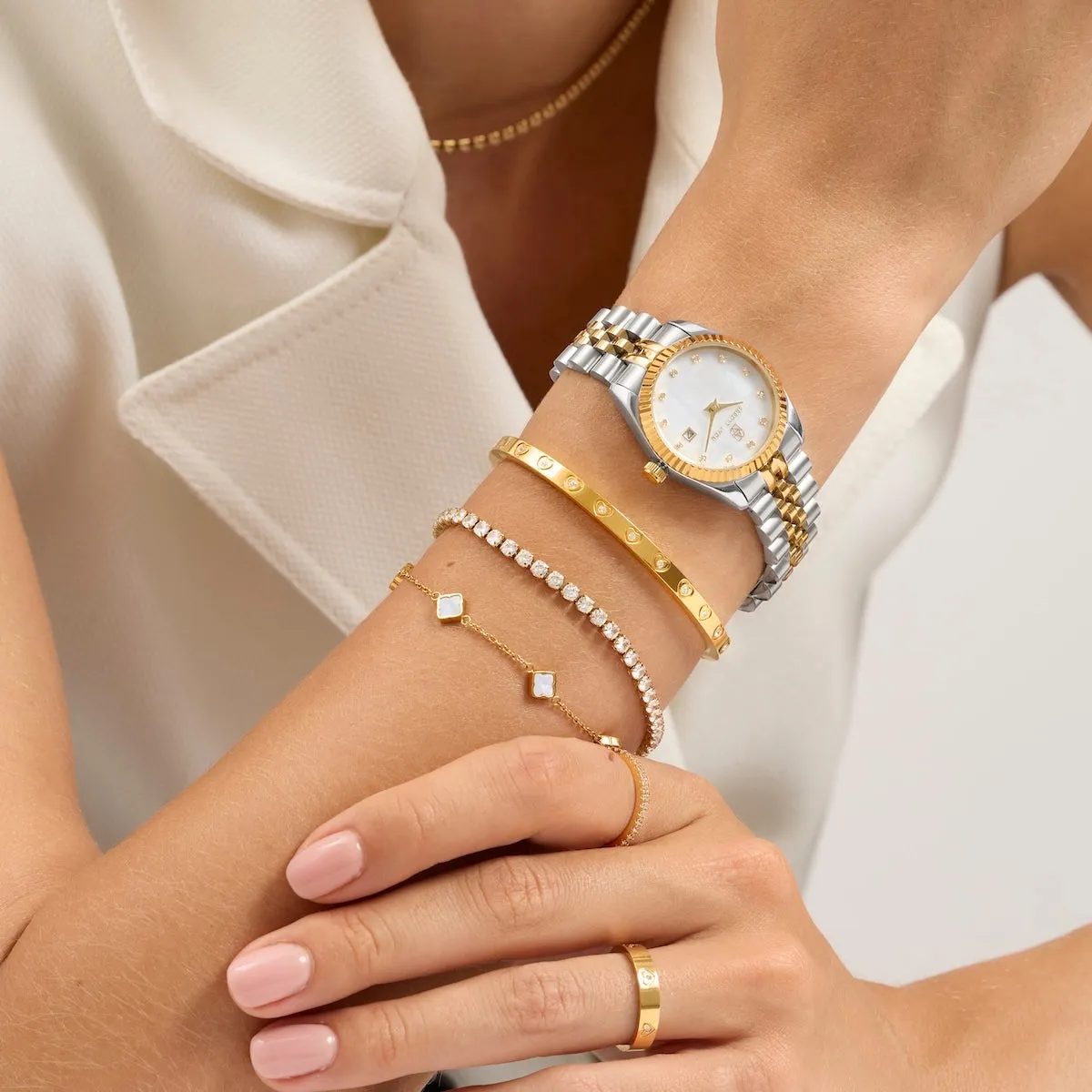Belgravia Pearl Watch 30 & Crystal Bracelet Set (Gold) sold by Abbott Lyon product image thumbnail 2