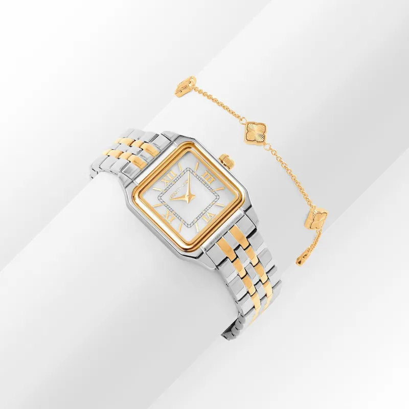 Essence Watch & Fluted Clover Bracelet Set (Gold/Silver) sold by Abbott Lyon