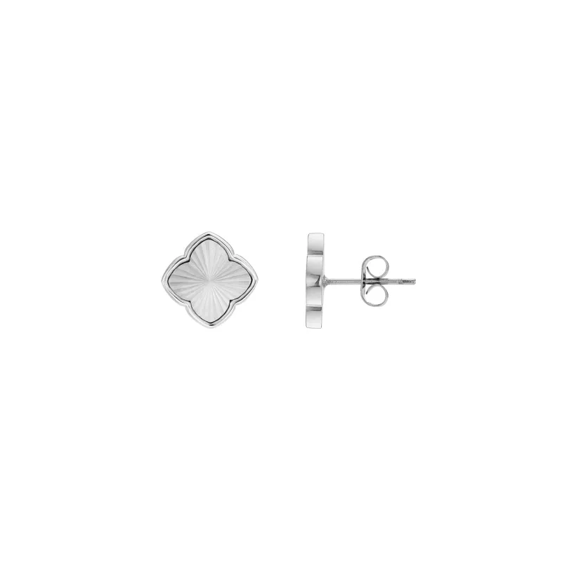 Textured Clover Stud Earrings (Silver) sold by Abbott Lyon