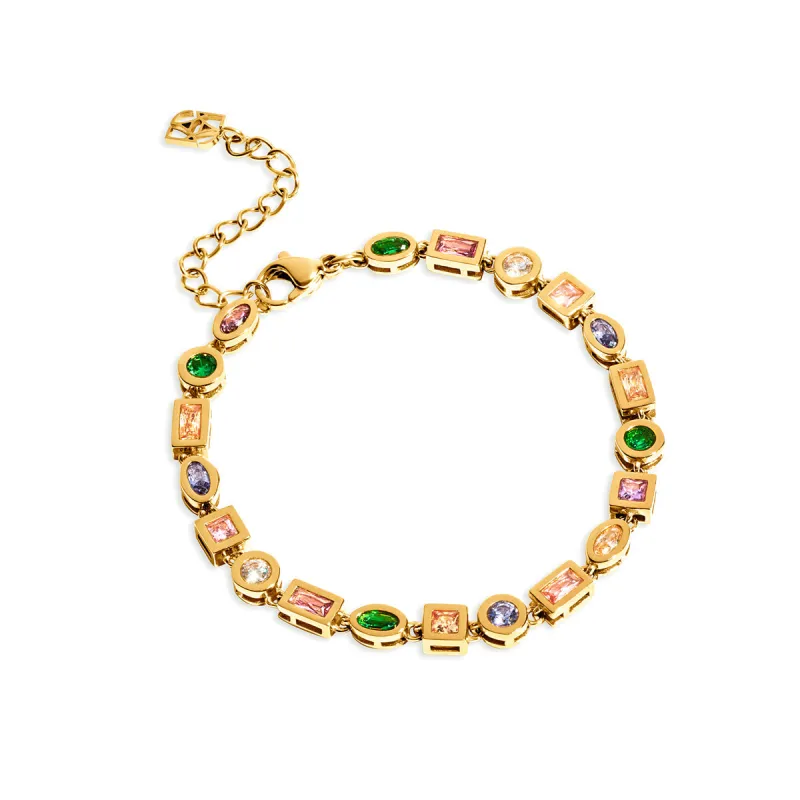 Colourful Tennis Bracelet (Gold) sold by Abbott Lyon