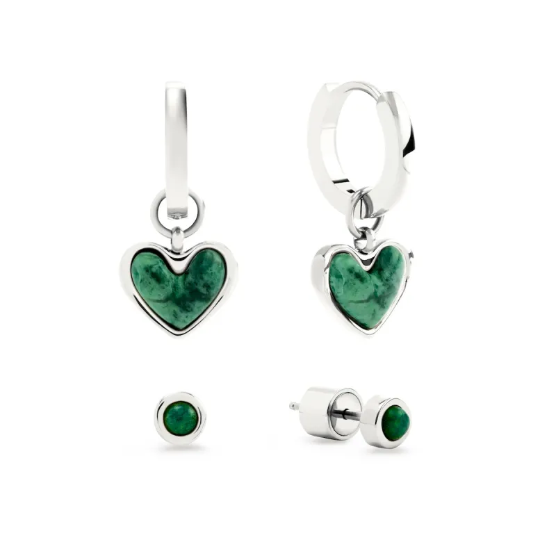 Green Quartz Huggie Earrings Set (Silver) sold by Abbott Lyon