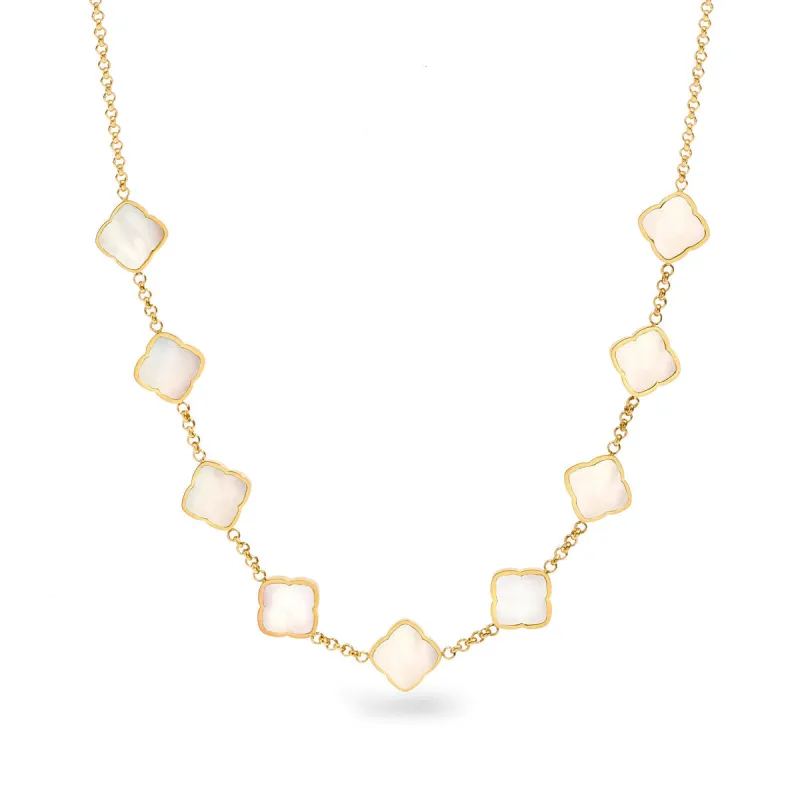 Pearl Multi Clover Necklace (Gold) sold by Abbott Lyon