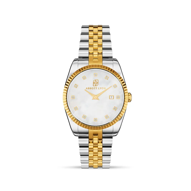 Mini Two Tone Pearl Link Belgravia 30 Watch made by Abbott Lyon