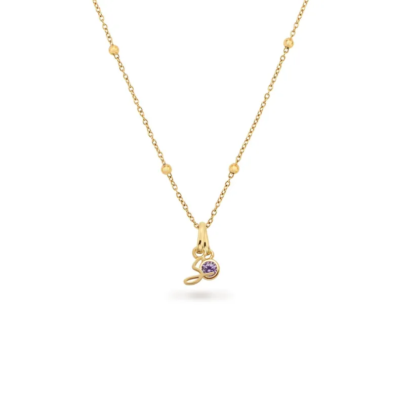 Script Initial & Birthstone Necklace (Gold) sold by Abbott Lyon