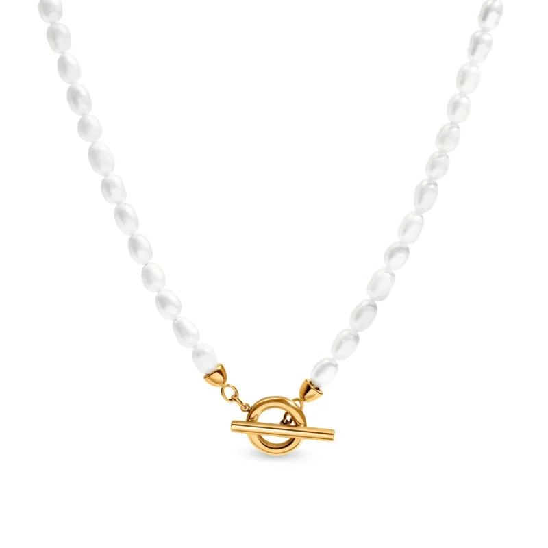 T-bar Pearl Necklace (Gold) sold by Abbott Lyon