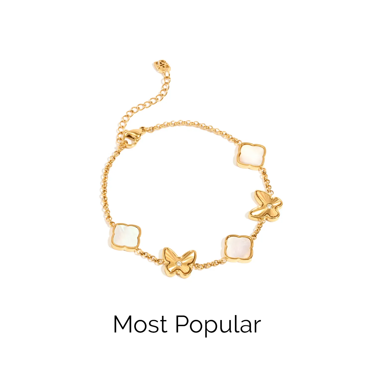 Pearl & Fluted Butterfly Bracelet (Gold) sold by Abbott Lyon product image thumbnail 2