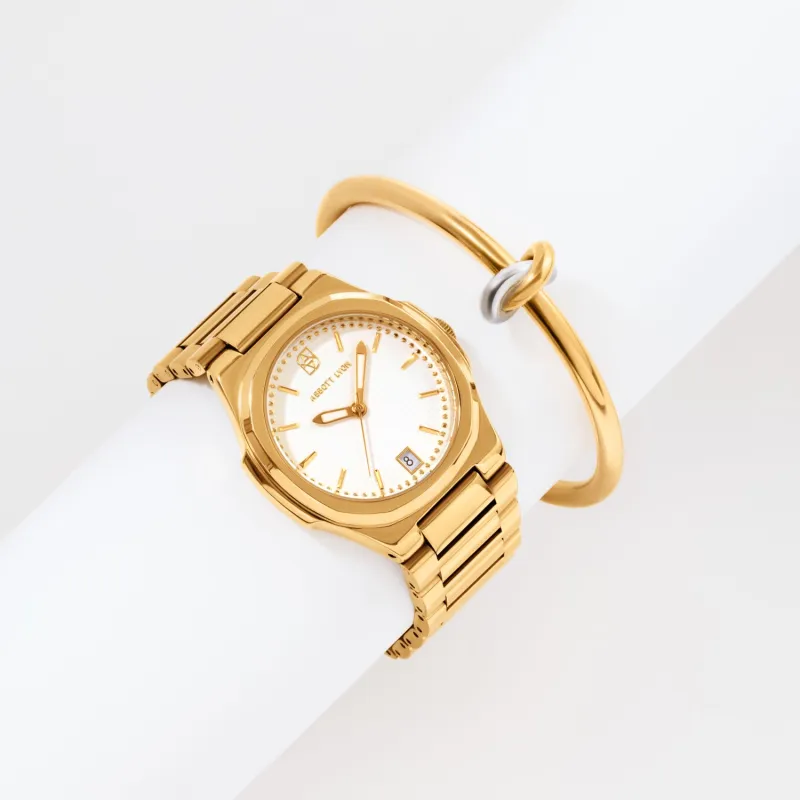 Sports Luxe Watch & Knot Bangle Set (Gold) sold by Abbott Lyon