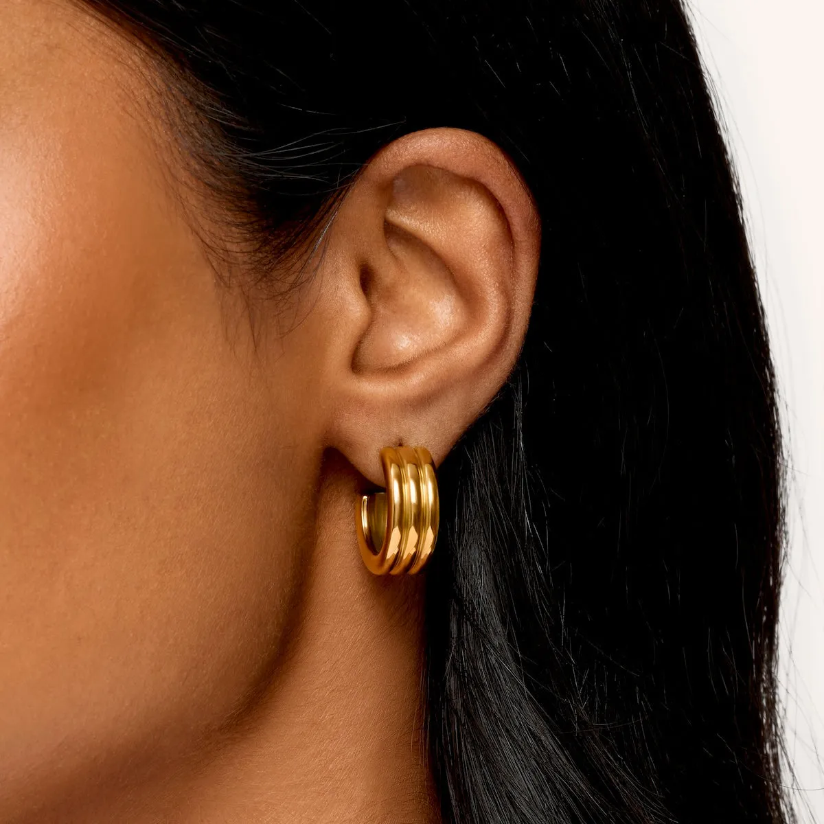 Triple Band Hoop Earrings (Gold) sold by Abbott Lyon product image thumbnail 2