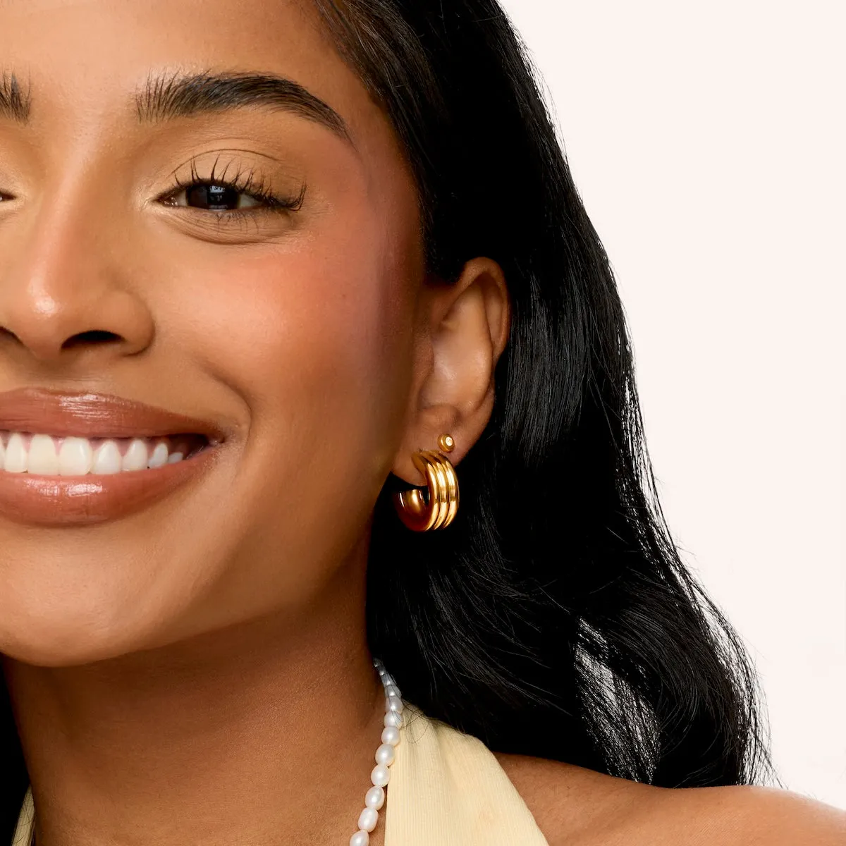 Triple Band Hoop Earrings (Gold) sold by Abbott Lyon product image thumbnail 3