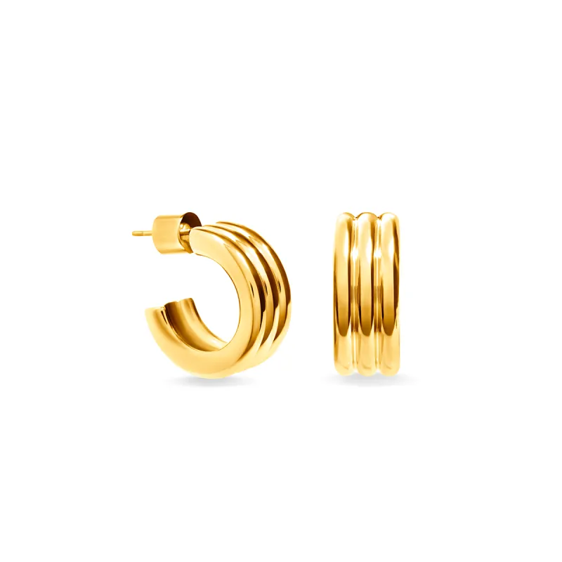 Triple Band Hoop Earrings (Gold) made by Abbott Lyon