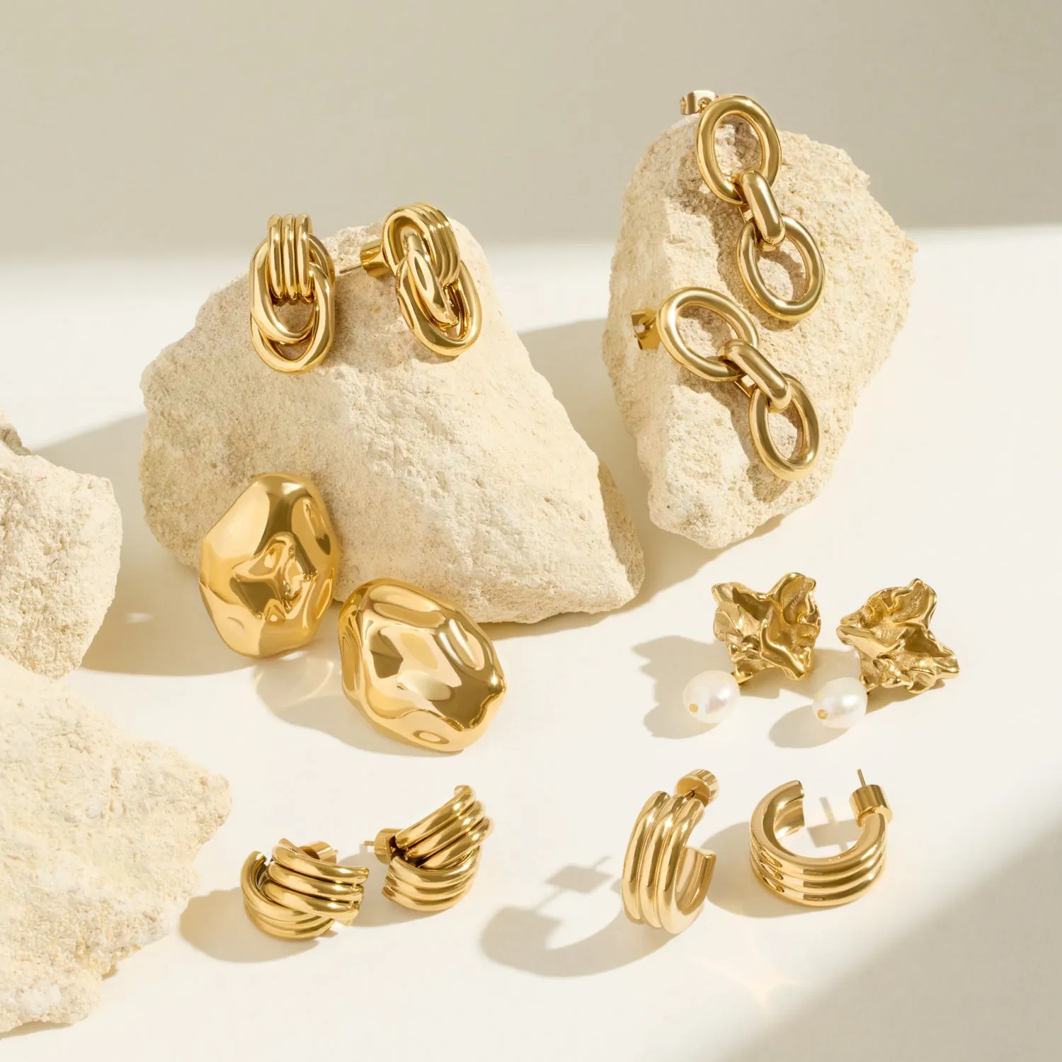 Triple Band Hoop Earrings (Gold) sold by Abbott Lyon product image thumbnail 5