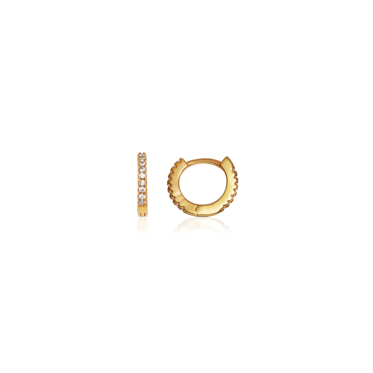 925 Sterling Silver Crystal Huggie Hoop Earrings (Gold) sold by Abbott Lyon