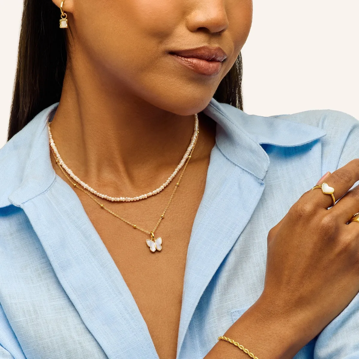 Pearl Butterfly Necklace (Gold) sold by Abbott Lyon product image thumbnail 5