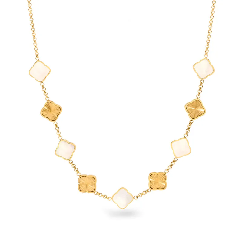 Pearl & Fluted Clover Necklace (Gold) sold by Abbott Lyon