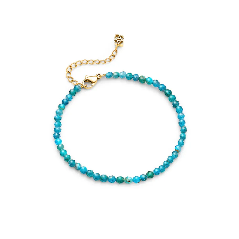 Layering Blue Apatite Beaded Bracelet (Gold) sold by Abbott Lyon