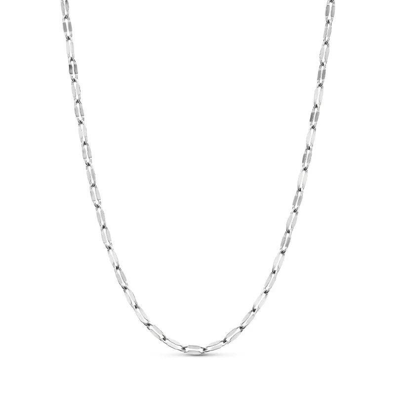 Layering Paperclip Diamond Cut Chain Necklace (Silver) sold by Abbott Lyon