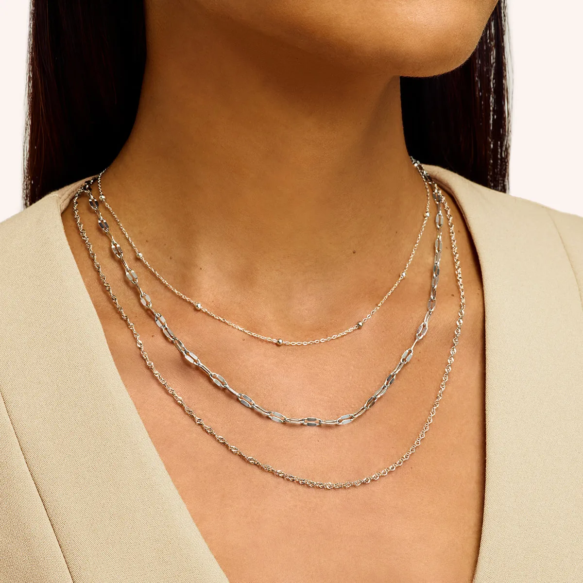 Multi-Chain Layered Necklace Set (Silver) sold by Abbott Lyon product image thumbnail 3