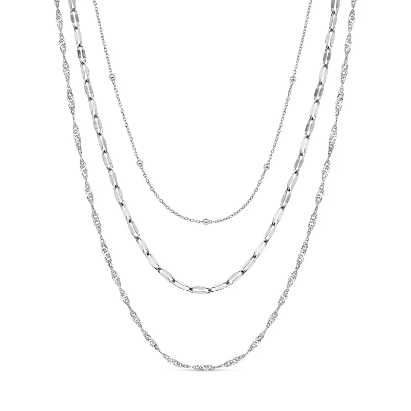 Multi-Chain Layered Necklace Set (Silver) sold by Abbott Lyon