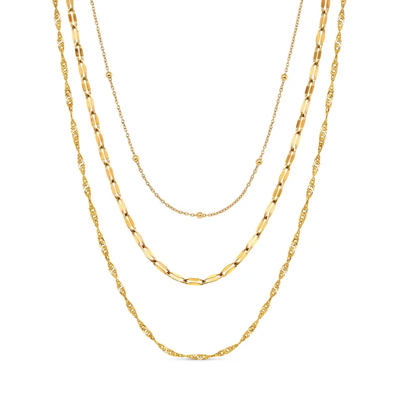 Multi-Chain Layered Necklace Set (Gold) sold by Abbott Lyon