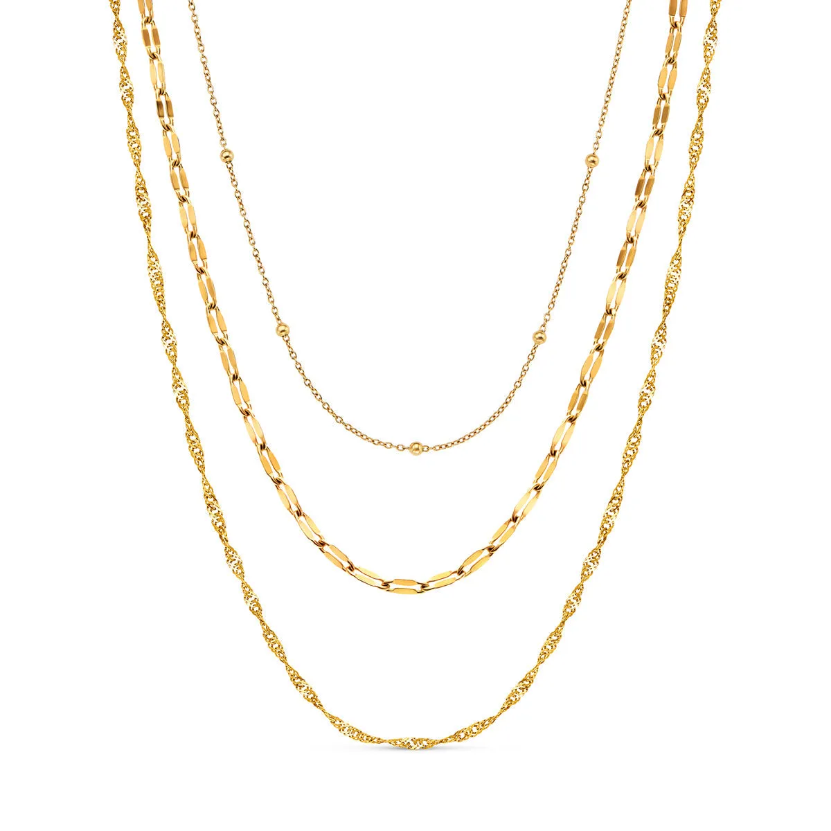 Multi-Chain Layered Necklace Set (Gold) sold by Abbott Lyon