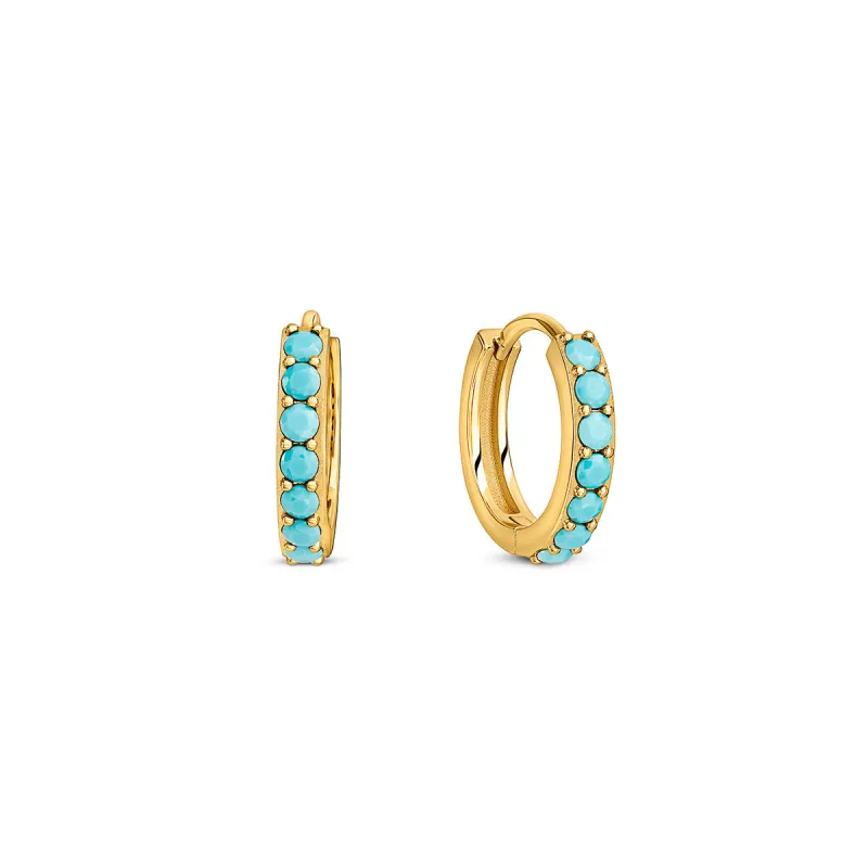 Turquoise Huggie Hoops (Gold) sold by Abbott Lyon