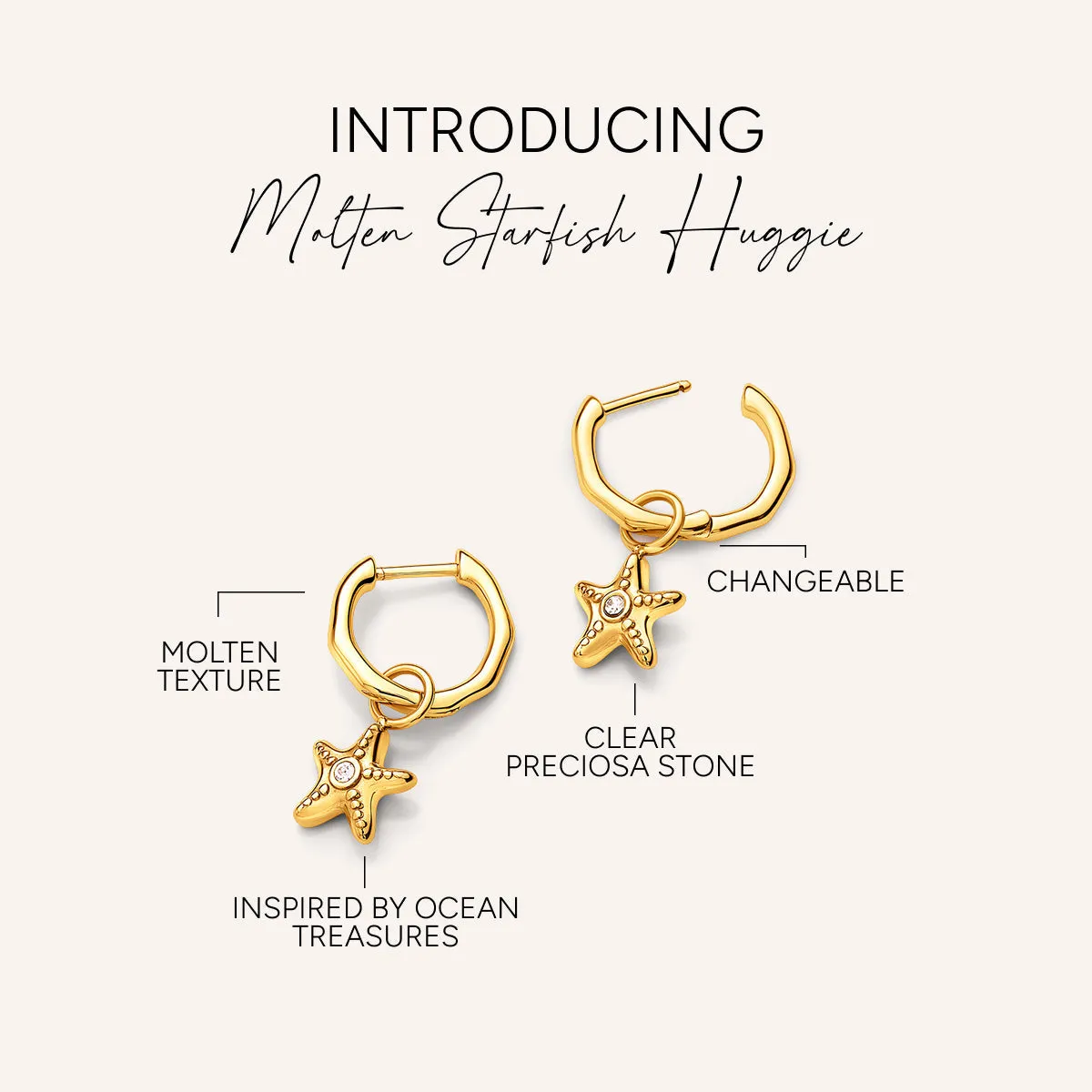 Molten Starfish Huggie Earrings (Gold) sold by Abbott Lyon product image thumbnail 3