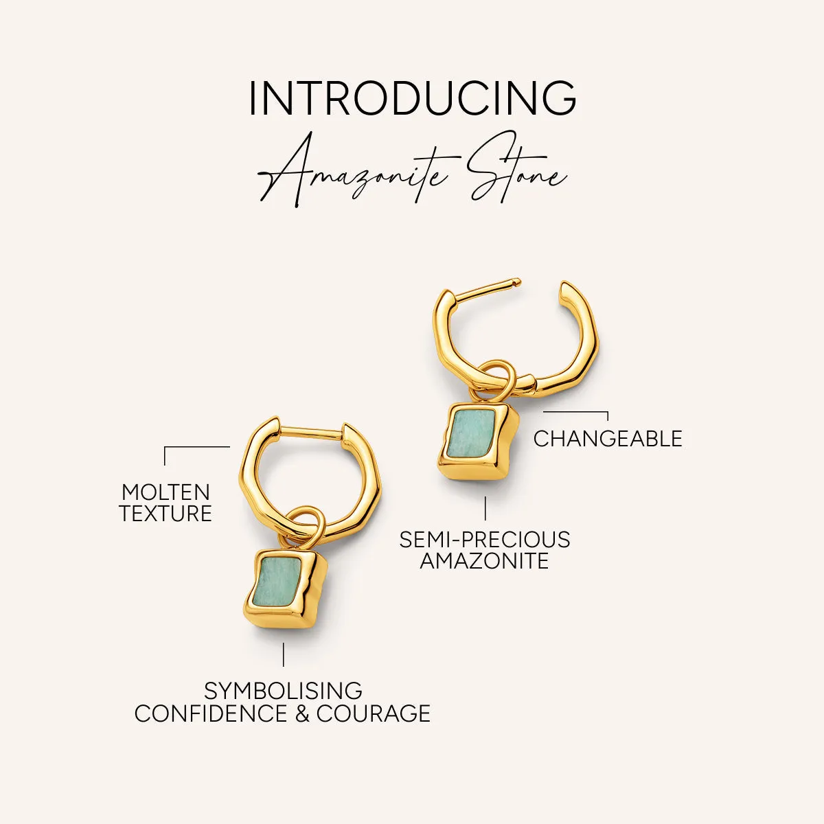 Molten Amazonite Stone Huggie Earrings (Gold) sold by Abbott Lyon product image thumbnail 3