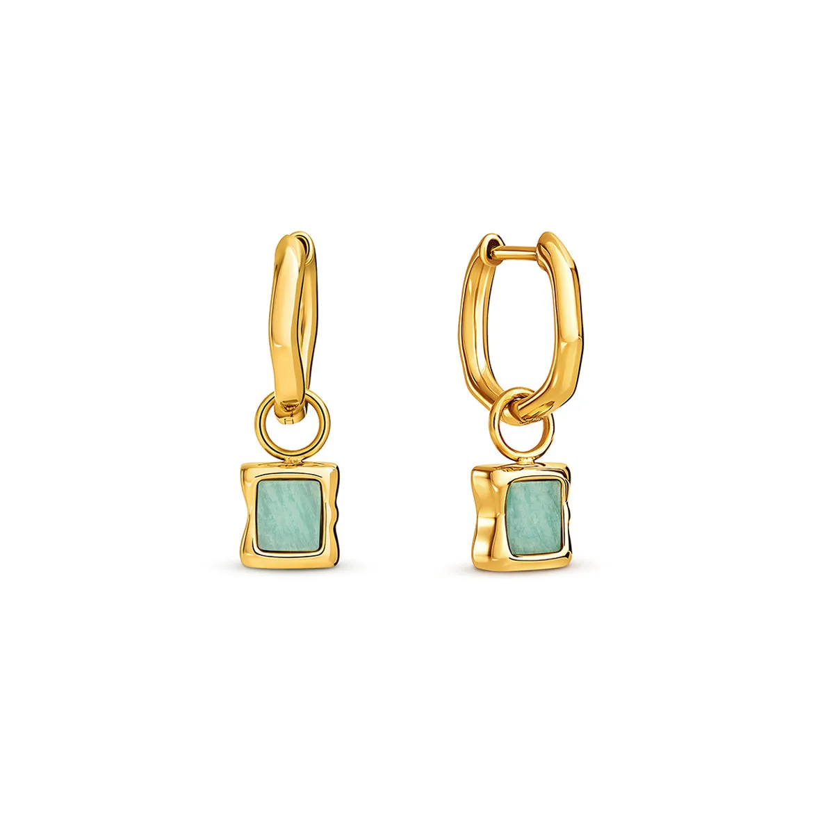 Molten Amazonite Stone Huggie Earrings (Gold) sold by Abbott Lyon