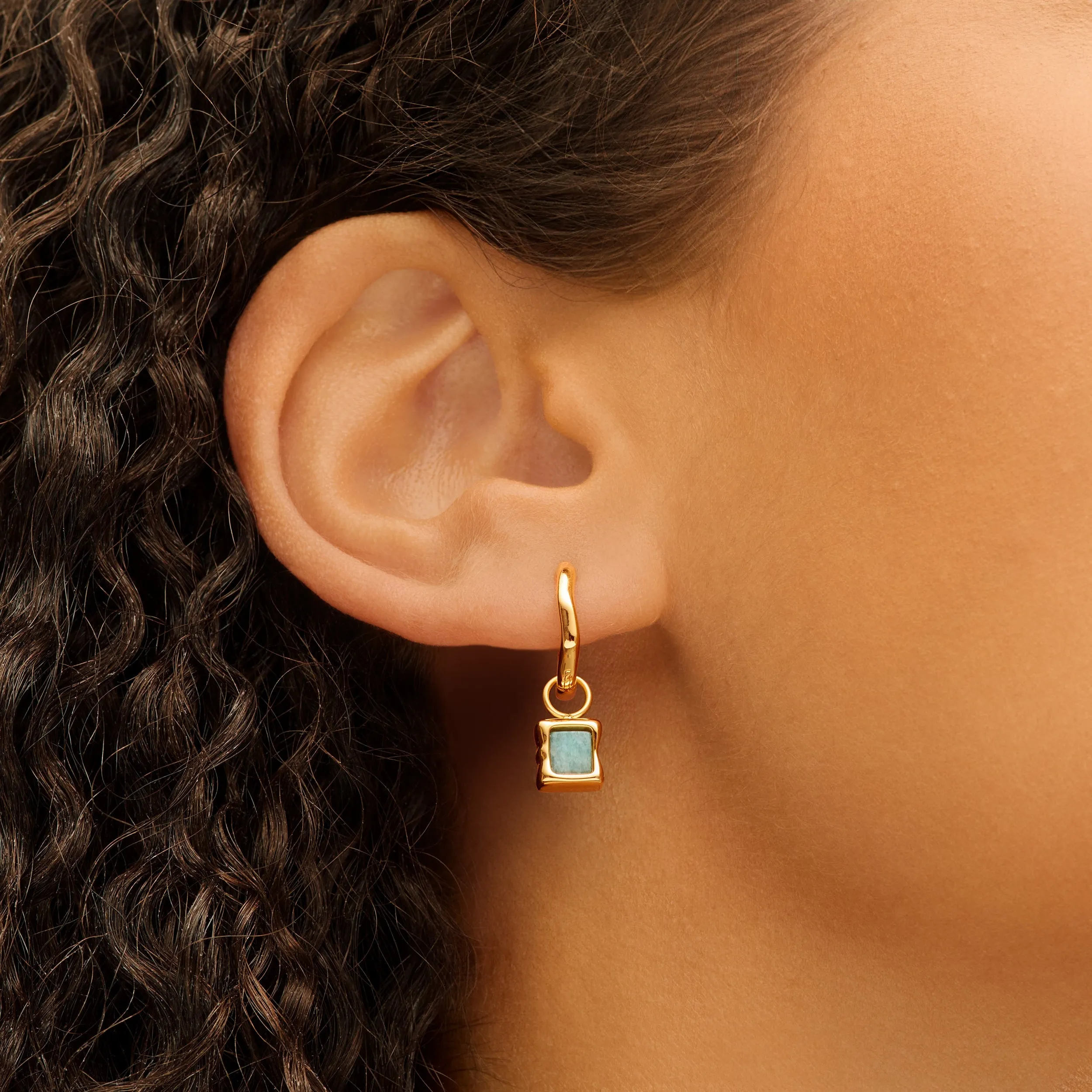 Molten Amazonite Stone Huggie Earrings (Gold) sold by Abbott Lyon product image thumbnail 2