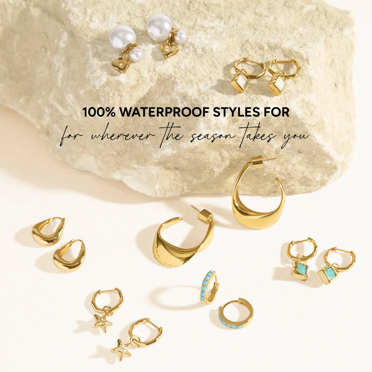 Molten Amazonite Stone Huggie Earrings (Gold) sold by Abbott Lyon product image thumbnail 4