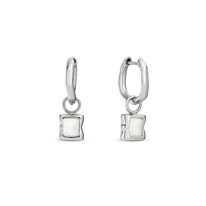 Molten Moonstone Huggie Earrings (Silver) made by Abbott Lyon