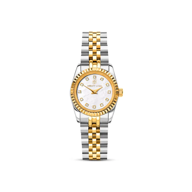 Mini Two Tone Pearl Link Belgravia 23 Watch made by Abbott Lyon