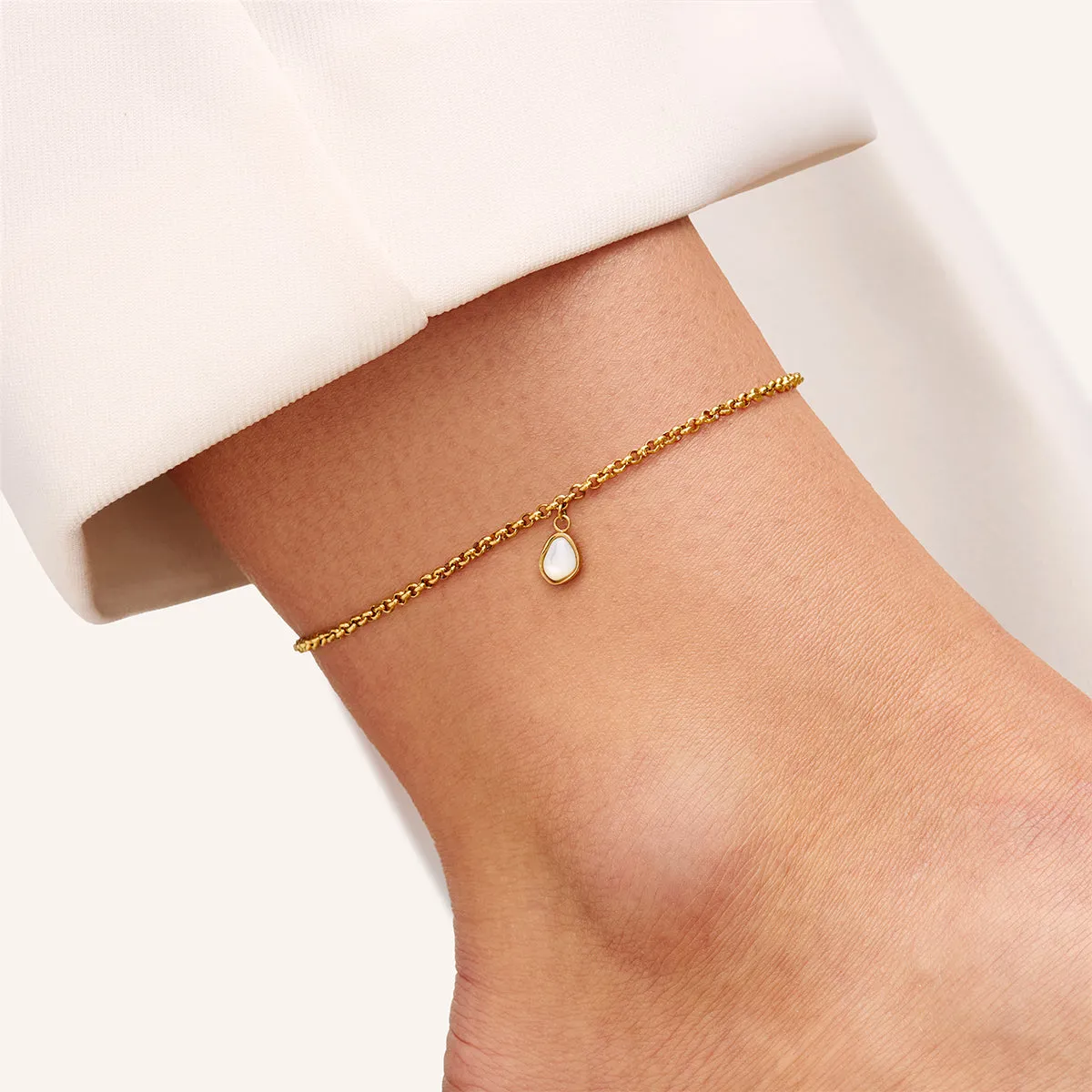 Organic Moonstone Anklet (Gold) sold by Abbott Lyon product image thumbnail 2