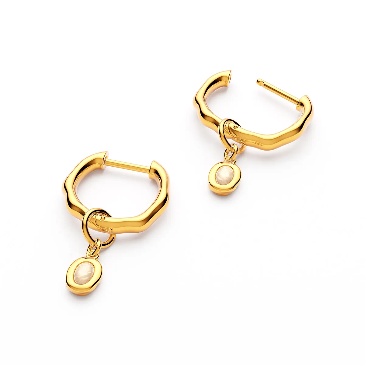 Fine Molten Huggie Earrings (Gold) - Moonstone sold by Abbott Lyon product image thumbnail 4