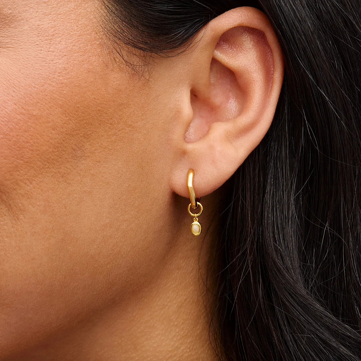 Fine Molten Huggie Earrings (Gold) - Moonstone sold by Abbott Lyon product image thumbnail 2