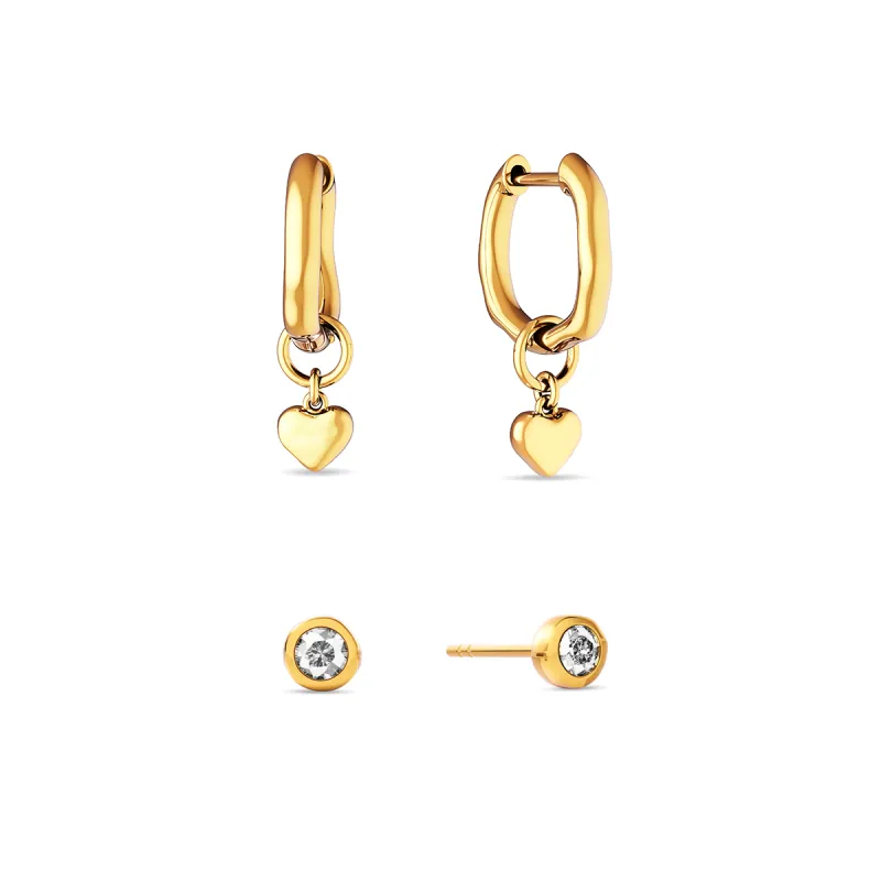 Fine Molten Heart & White Topaz Earring Bundle (Gold) sold by Abbott Lyon