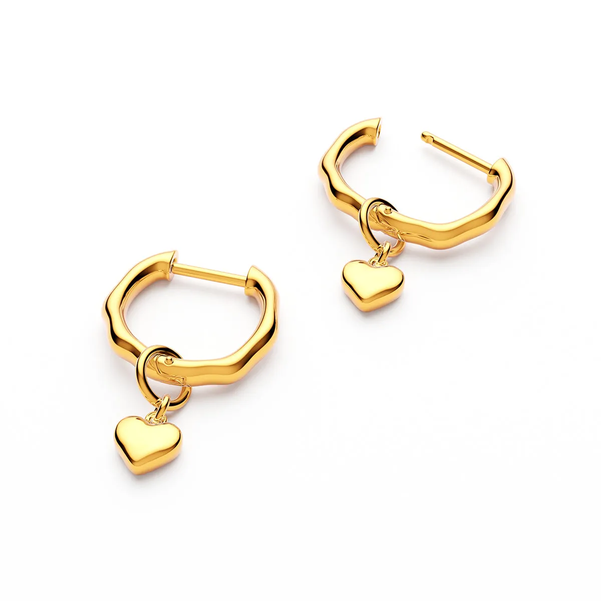 Fine Molten Heart Huggie Earrings (Gold) sold by Abbott Lyon product image thumbnail 4