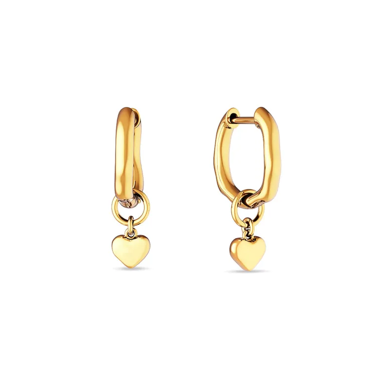 Fine Molten Heart Huggie Earrings (Gold) sold by Abbott Lyon