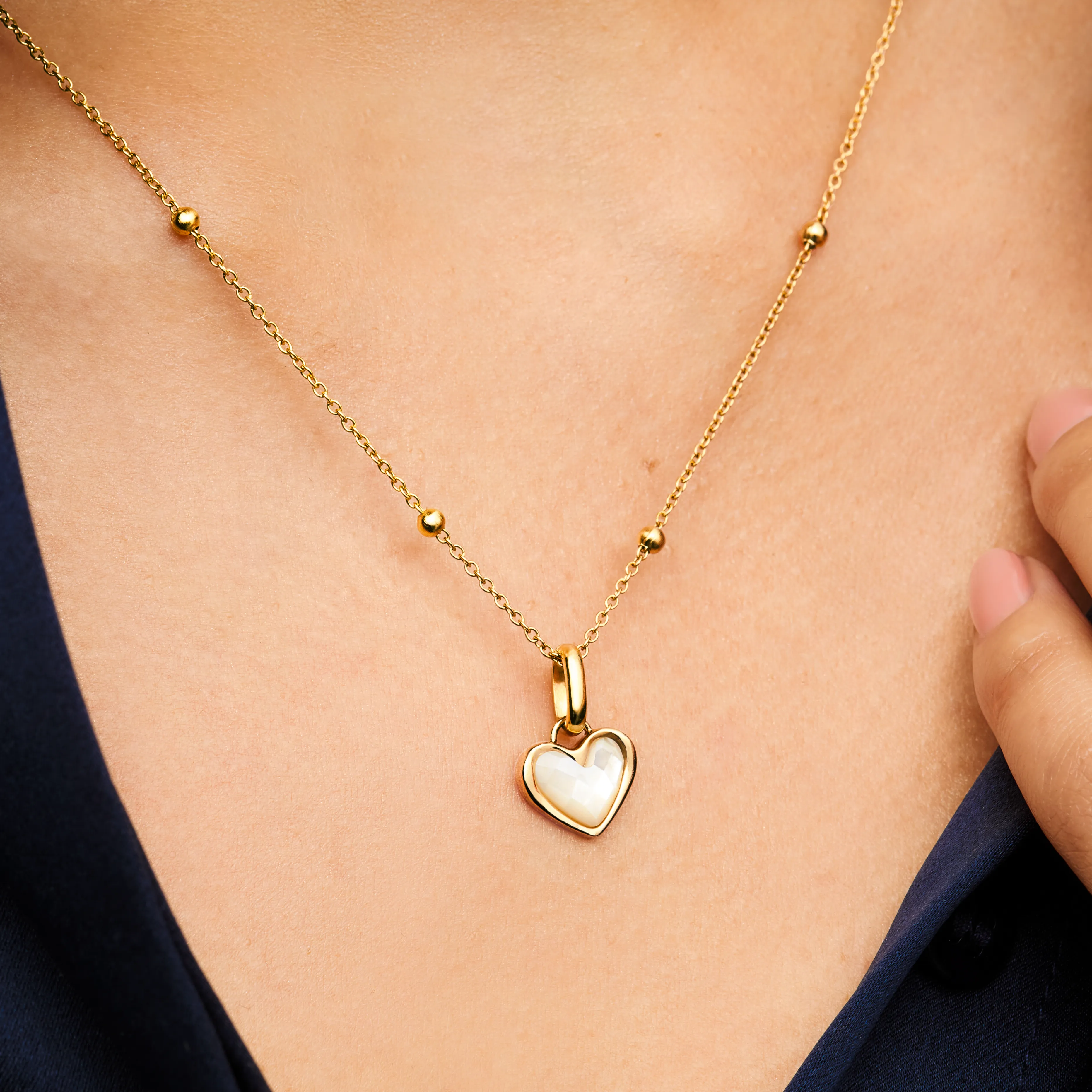 White Quartz Heart Necklace & Bracelet Set (Gold) sold by Abbott Lyon product image thumbnail 2