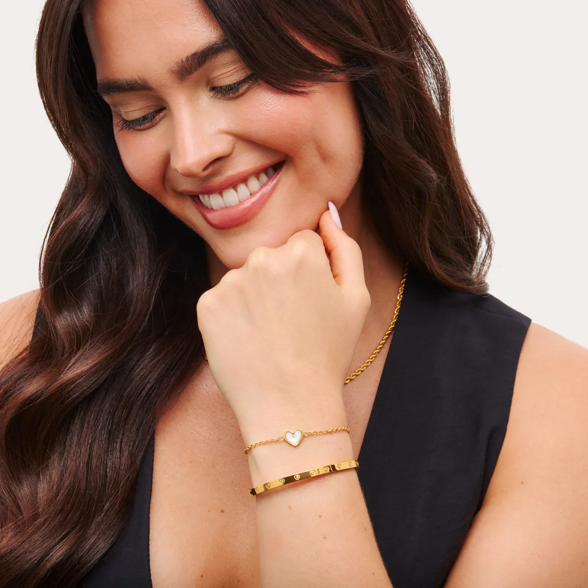 White Quartz Heart Necklace & Bracelet Set (Gold) sold by Abbott Lyon product image thumbnail 3