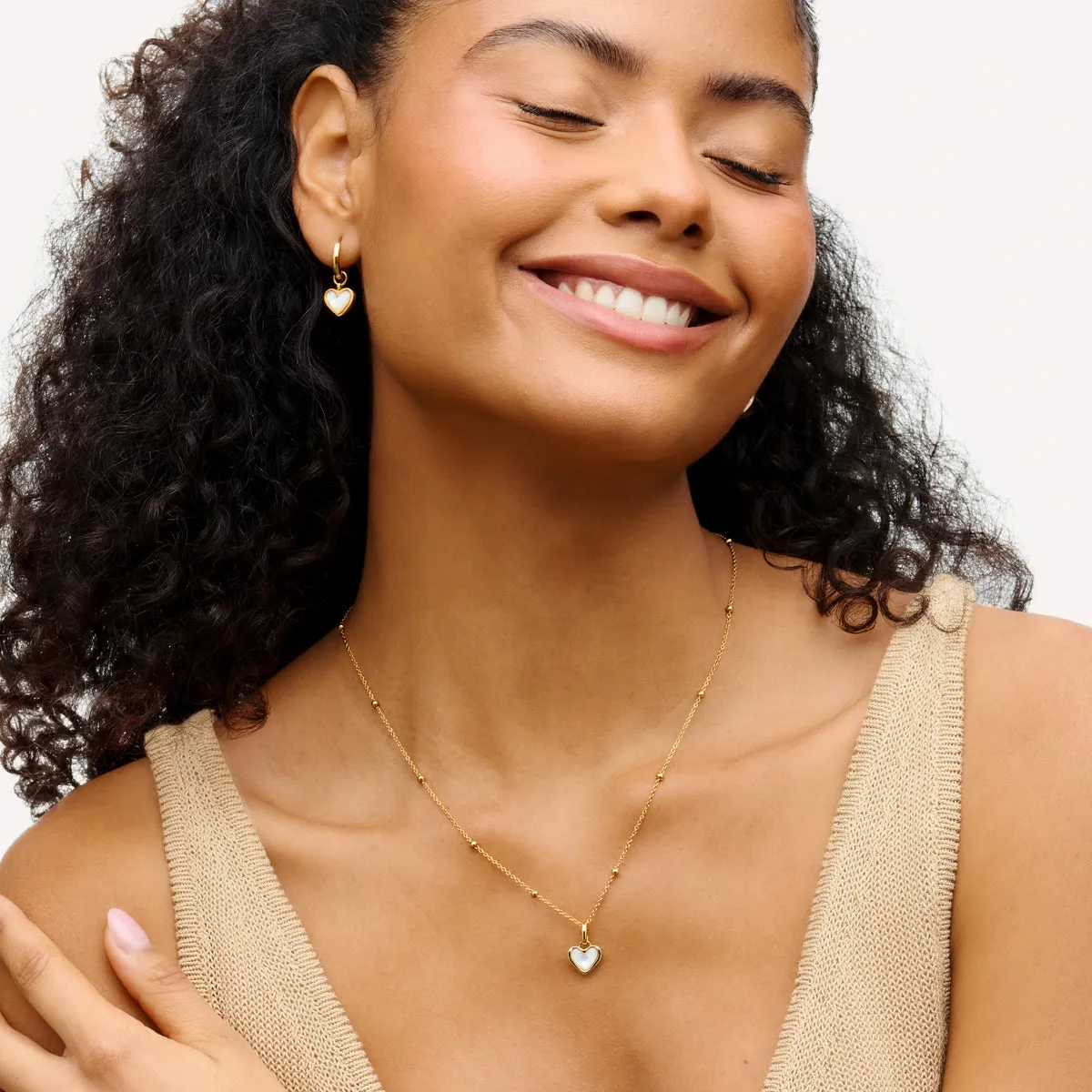 White Quartz Heart Necklace & Bracelet Set (Gold) sold by Abbott Lyon product image thumbnail 4