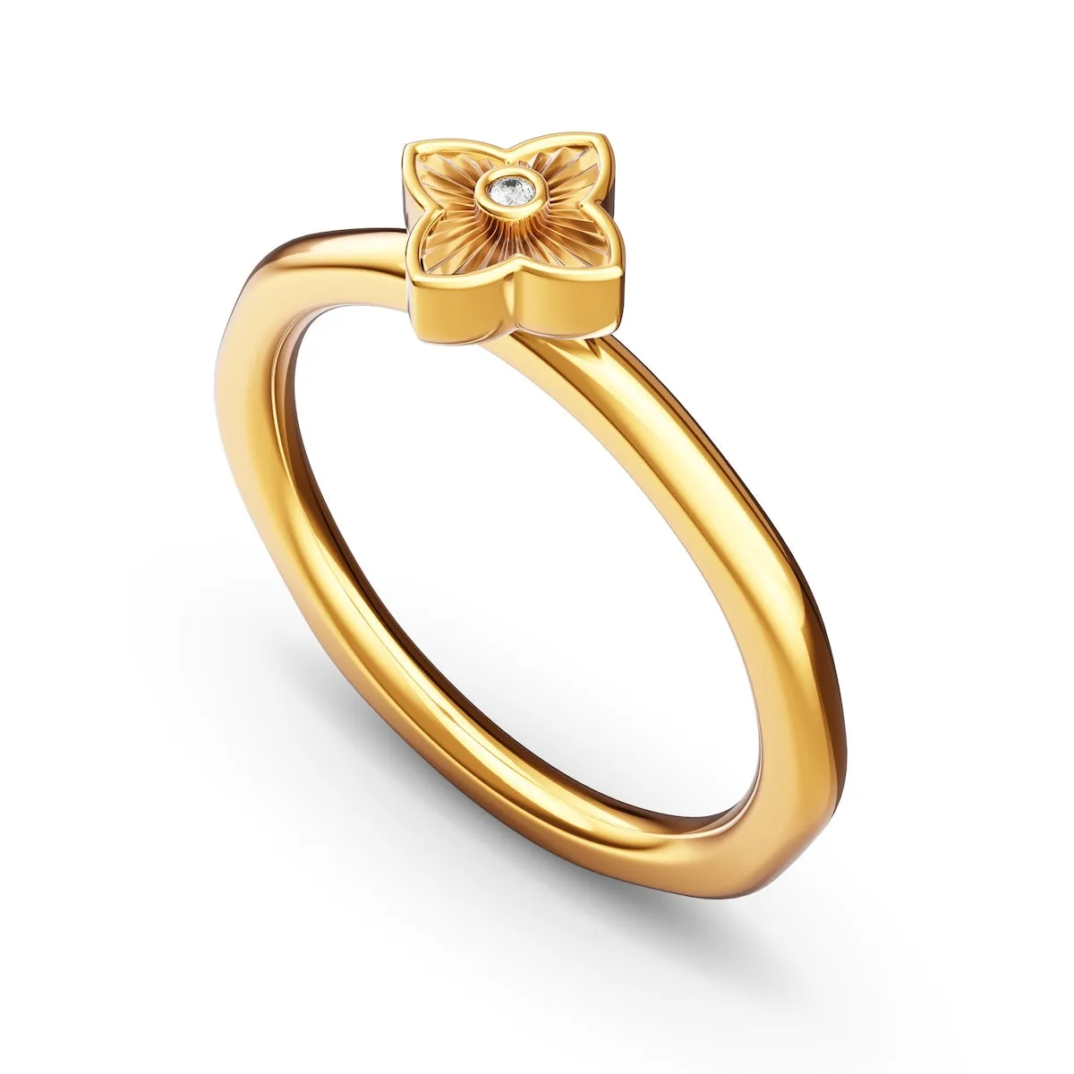 Layering Sterling Silver Molten Fluted Flower Ring (Gold) sold by Abbott Lyon