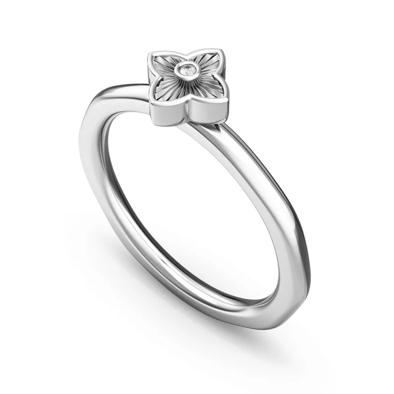 Layering Sterling Silver Molten Fluted Flower Ring (Silver) sold by Abbott Lyon