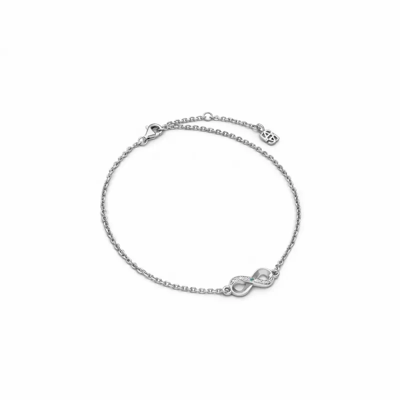 Aquamarine Stone Infinity Bracelet (Silver) sold by Abbott Lyon