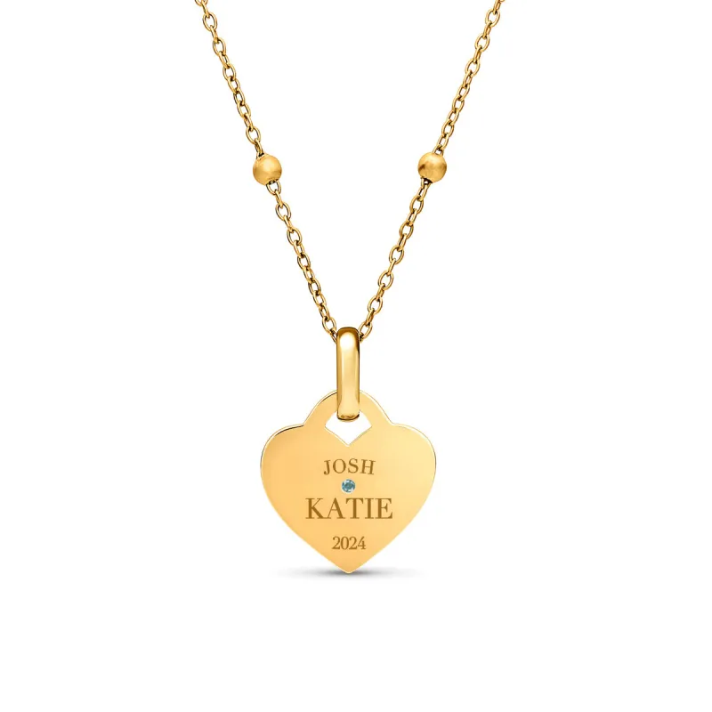 Blue Crystal Heart Token Necklace (Gold) sold by Abbott Lyon