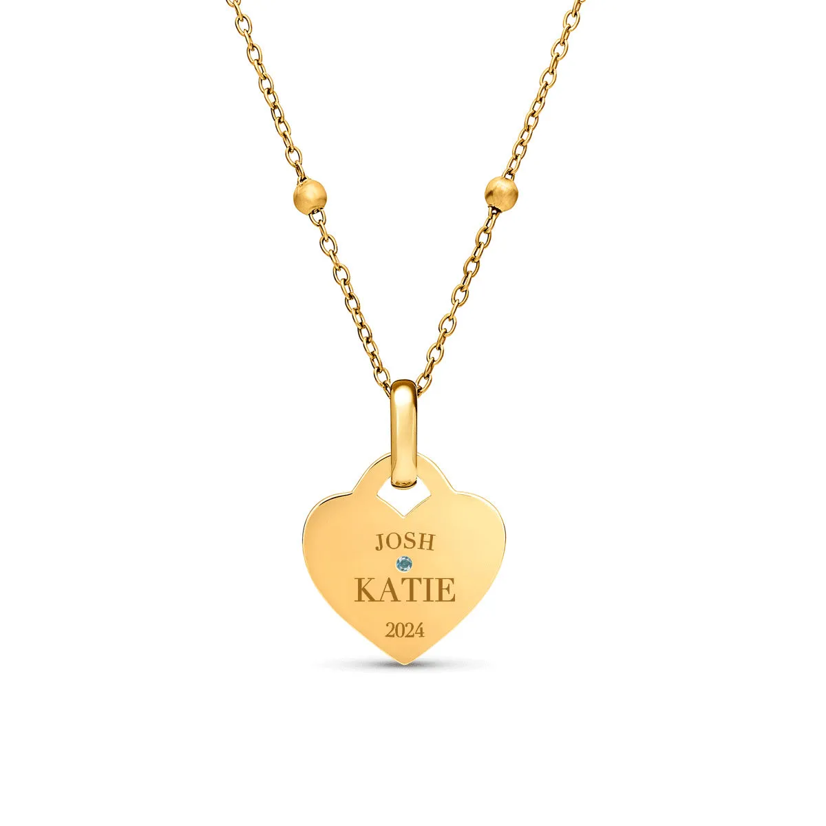 Blue Crystal Heart Token Necklace (Gold) sold by Abbott Lyon