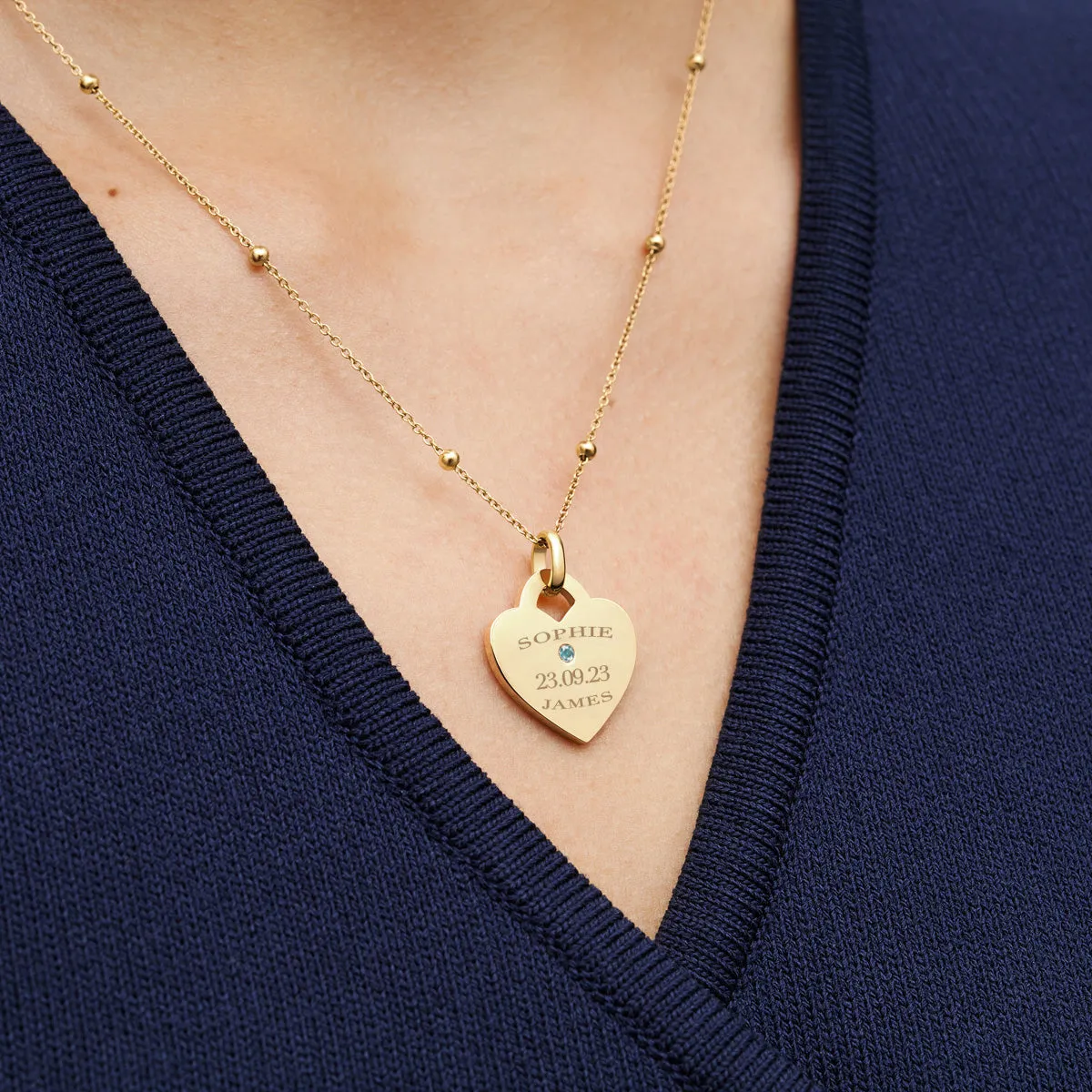 Blue Crystal Heart Token Necklace (Gold) sold by Abbott Lyon product image thumbnail 2